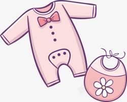 粉红色连脚裤围兜卡通可爱婴儿用素材