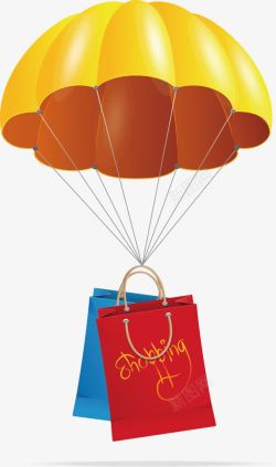 黄色购物袋黄色降落伞购物袋高清图片