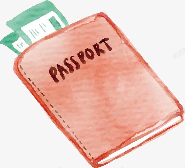 手绘粉色护照png免抠素材_88icon https://88icon.com 手绘护照 护照 水彩风格 矢量png 粉色护照 飞机票