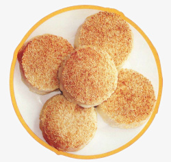 苏州特产苏州特产五个黄色的麻饼高清图片