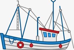 渔船插图卡通蓝色船只高清图片