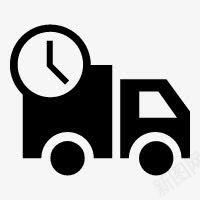 送货卡车黑色卡通手绘钟表卡车标志发货图标图标