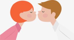 亲嘴的情侣插画风亲吻的情侣高清图片