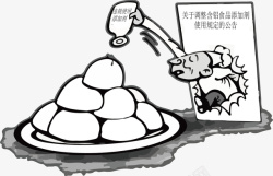 馒头中使用添加剂漫画素材