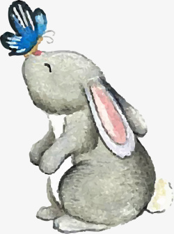 复活节灰色水彩兔子素材