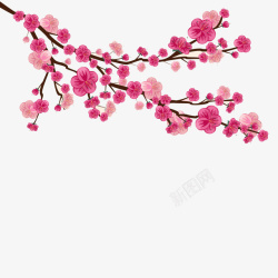 剪纸花卉笔刷沉静在爱情的樱花海高清图片