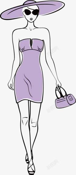 紫色真丝连衣裙素材