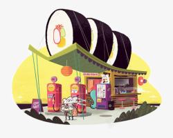 餐厅插图设计寿司店高清图片