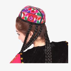 戴花帽戴花帽的维吾尔族少女高清图片