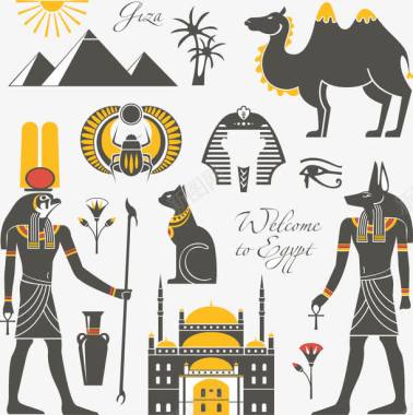 埃及象形文字图片埃及特色图标矢量图图标