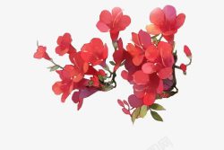 红色花朵花瓣花枝树枝素材