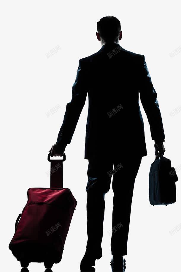 急忙出差的男士png免抠素材_88icon https://88icon.com 公事包 匆忙 拖着行李的人 背影 装饰 西装