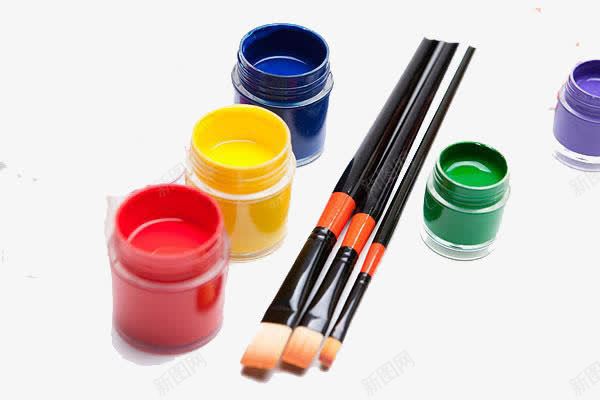水粉和画笔png免抠素材_88icon https://88icon.com 多种颜色 水粉 水粉颜料盒 画笔