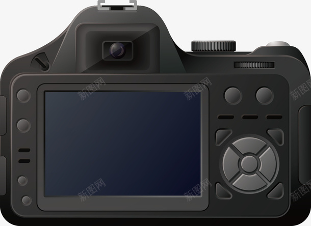 黑色数码相机矢量图ai免抠素材_88icon https://88icon.com 单反 实物图 拍照 数码产品 数码相机 照相 黑色 矢量图