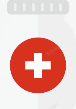 白色红十字白色十字医疗瓶子高清图片