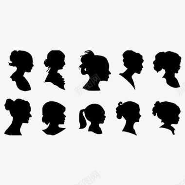 10种女生侧脸图标图标