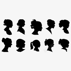 10种10种女生侧脸图标高清图片