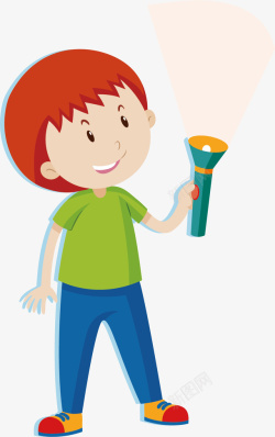 拿手电筒的小孩素材