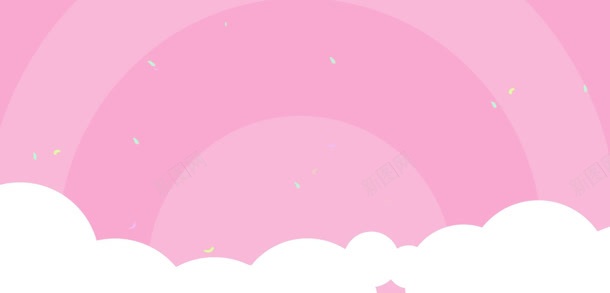 粉色甜蜜彩虹白云蛋糕电商背景