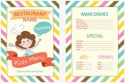 儿童餐厅菜单矢量图素材
