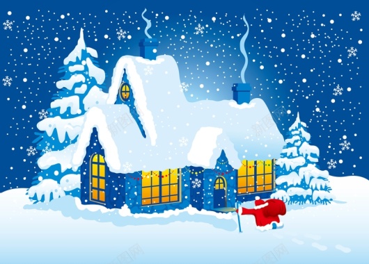 矢量卡通手绘雪景圣诞节背景背景