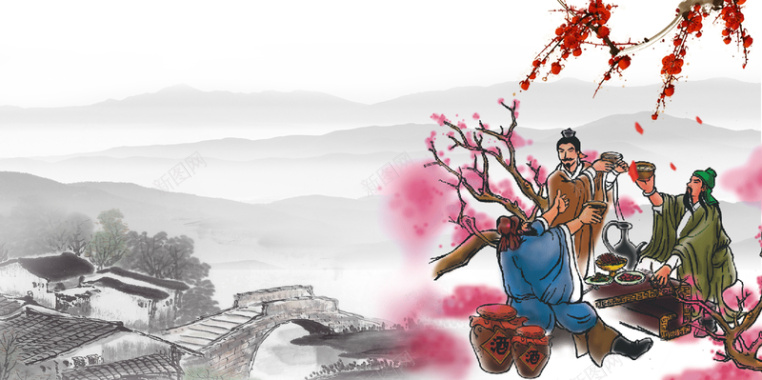 中国古代人物三国演义挂图展板背景背景