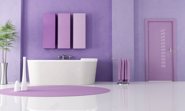 紫色温馨浴室背景背景