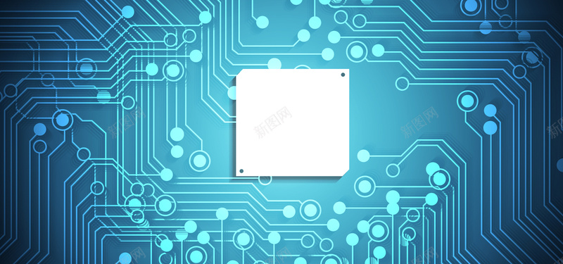 淘宝矢量卡通机械零件芯片科技商务蓝色海报背景