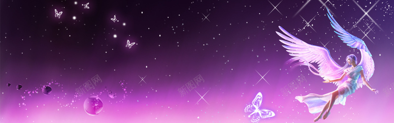 玄幻背景psd设计背景_88icon https://88icon.com 卡通 星光 梦幻 浪漫 海报banner 神话 紫色背景 翅膀