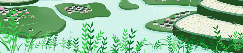 春天节气背景图psd设计背景_88icon https://88icon.com 插秧 播种 柳条 梯田 燕子 绿色背景