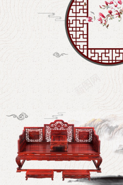中式建筑中国风祥云灰色banner背景