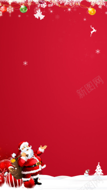 圣诞节梦幻红色PSD分层H5背景背景