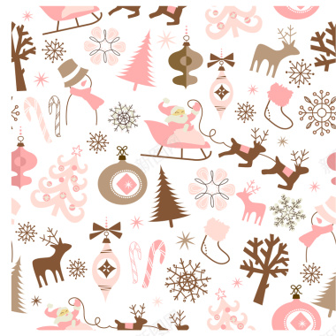 手绘圣诞动物装饰背景矢量图背景