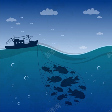 深海扑鱼海报背景矢量图背景