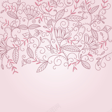 彩绘粉色花纹矢量背景背景