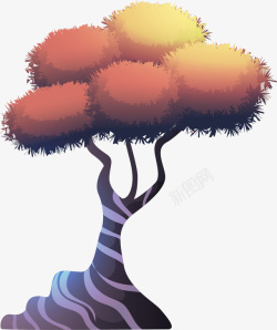 观赏树手绘水彩创意观赏树木矢量图高清图片