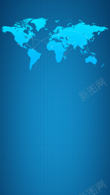 蓝色格子纹理世界地图H5背景背景