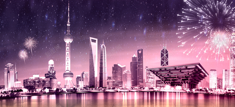 城市剪影商务科技紫色背景背景