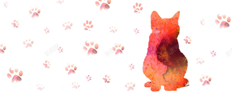 猫咪手绘白色bannerpsd设计背景_88icon https://88icon.com banner 促销 公益 动物 宠物 手绘 折扣 爪印 狗粮 猫咪 猫粮 白色 萌宠 领养