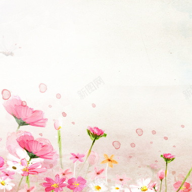 粉红色花背景海报背景