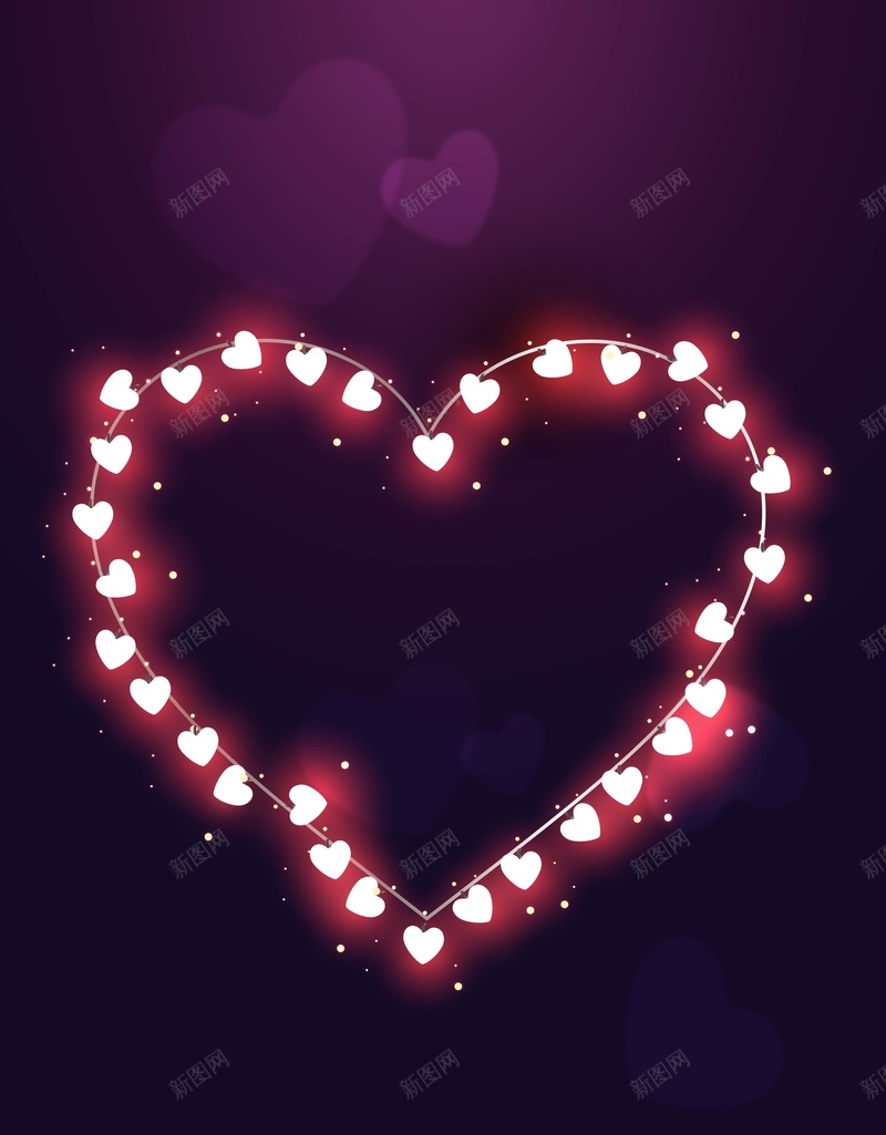 矢量梦幻霓虹灯心形背景ai设计背景_88icon https://88icon.com 夜晚 心形 情人节 梦幻 海报 矢量 紫色 背景 边框 霓虹灯 矢量图