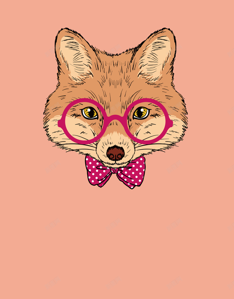 可爱卡通狐狸头像海报背景矢量图ai设计背景_88icon https://88icon.com 动物 卡通 可爱 头像 开心 形象 手绘 插画 海报 点点 狐狸 眼镜 矢量 素材 背景 蝴蝶结 领结 矢量图