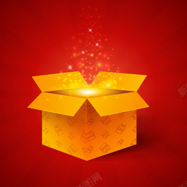 打开的金色礼盒矢量背景背景