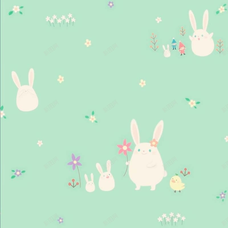 小清新卡通兔子jpg设计背景_88icon https://88icon.com 主图 兔子 卡通 小清新 小花 手绘 童趣 蓝色
