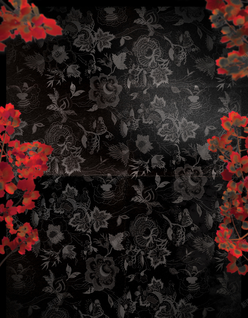 黑色纹理花朵背景psd设计背景_88icon https://88icon.com 红色 红色花朵 纹理 背景 背景素材 花纹 质感 黑暗风格 黑色 黑色纹理