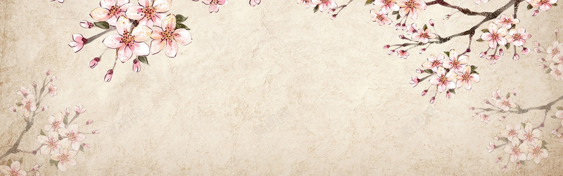 简约素雅古风花朵底纹海报背景背景