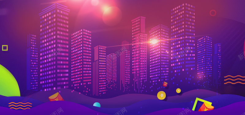 淘宝大气紫色积分商城背景海报背景