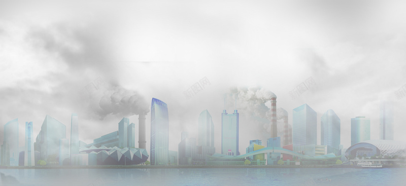 雾霾城市污染背景海报背景