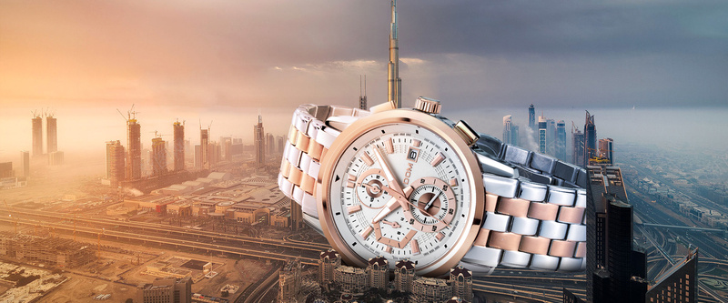 石英大气手表城市建筑商务手表背景背景