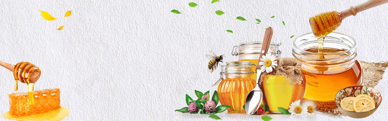 蜂蜜罐子美食纹理质感背景banner背景
